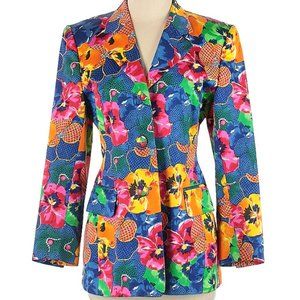 Escada Vintage Bright Floral Rhinestone by Margaretha Ley Blazer Size 36(EU)